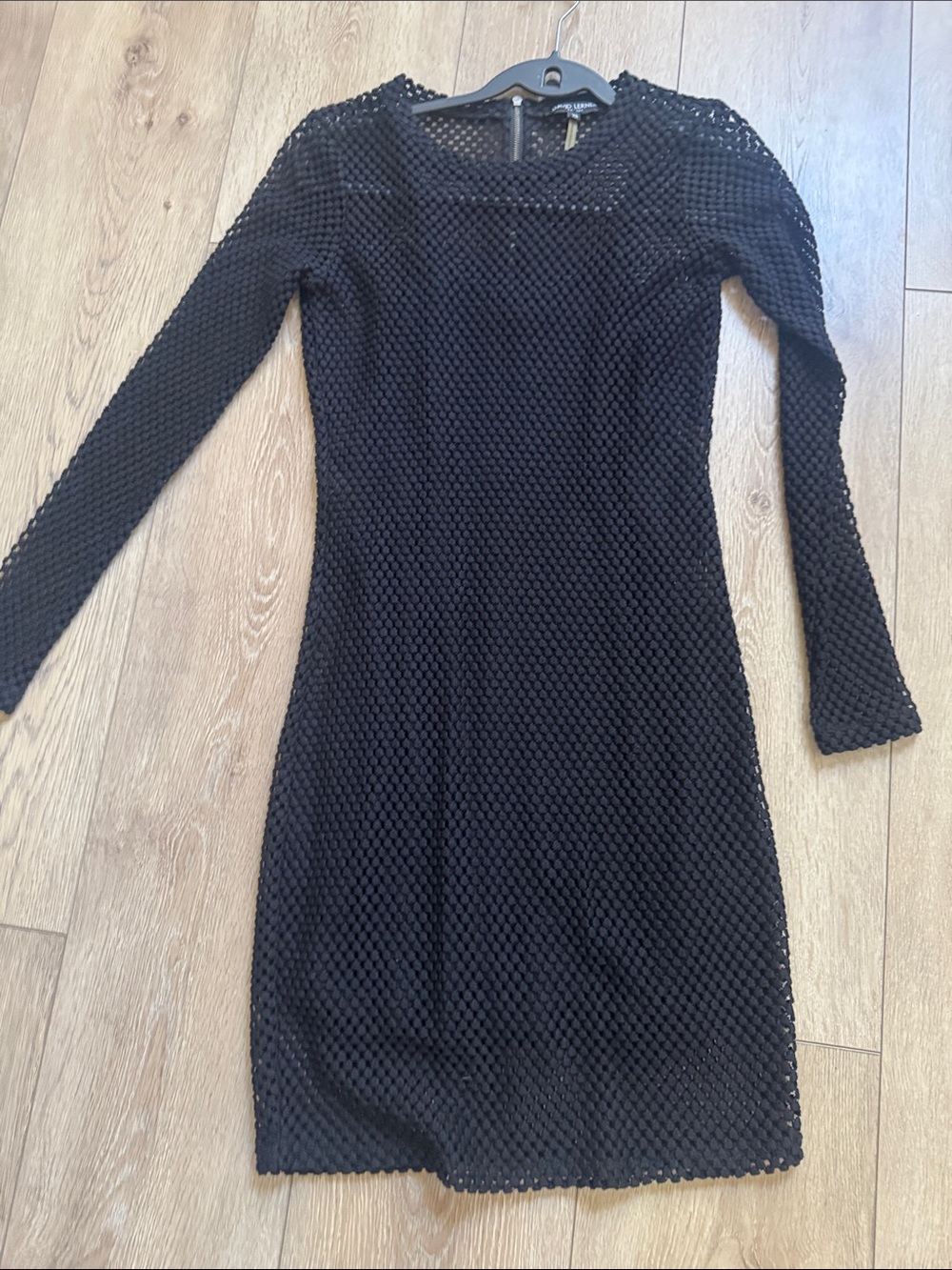David Lerner Black Long Sleeve Textured Knit Dress